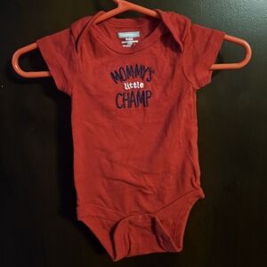 Red Baby Onesie with Embroidered Text